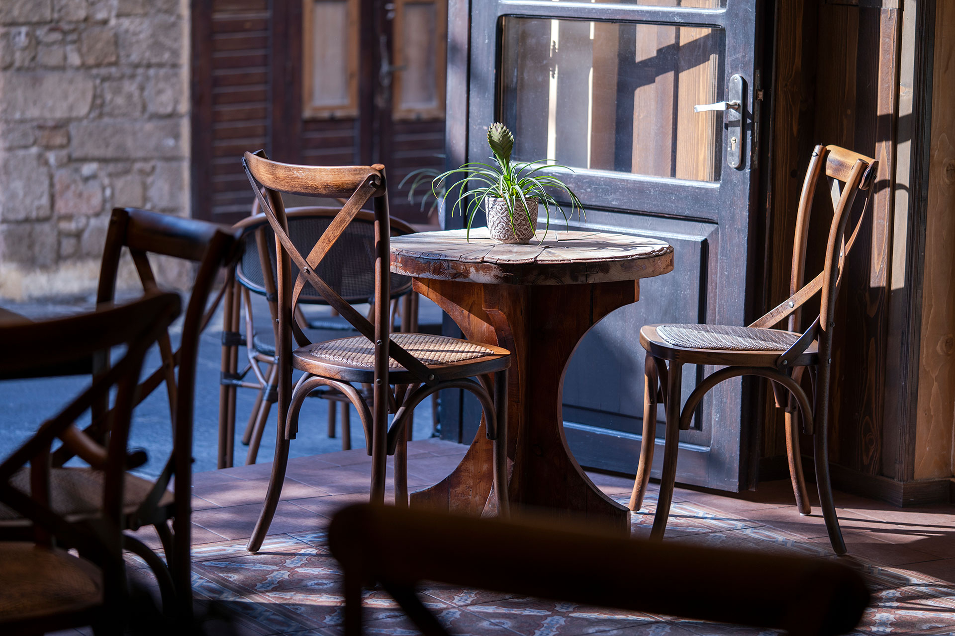 Decan Concept Boutique Estate Hotel Rhodes Bistro small round table with two chairs